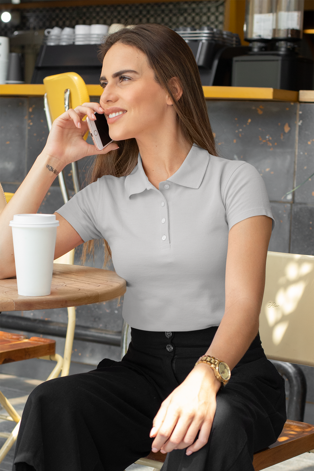 Famale Grey Melange  Polo