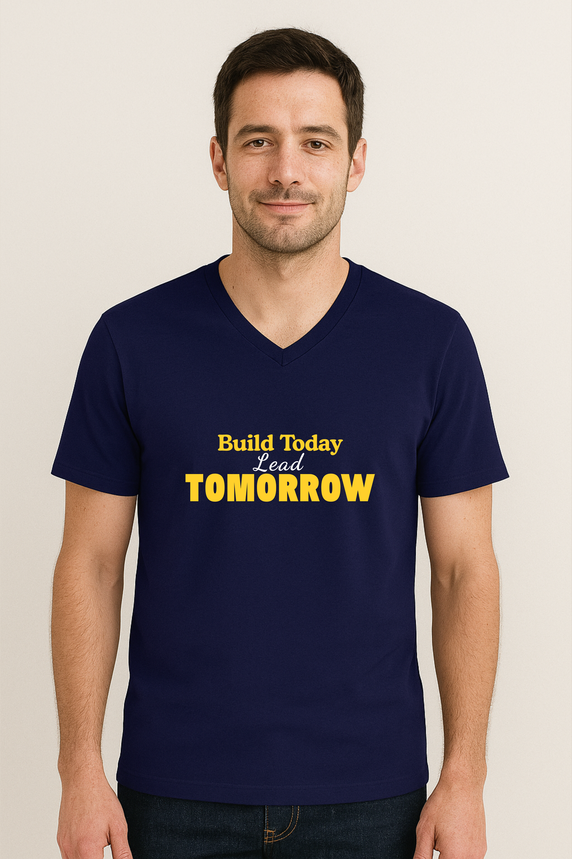 Printed V Neck T-Shirt Royal Blue