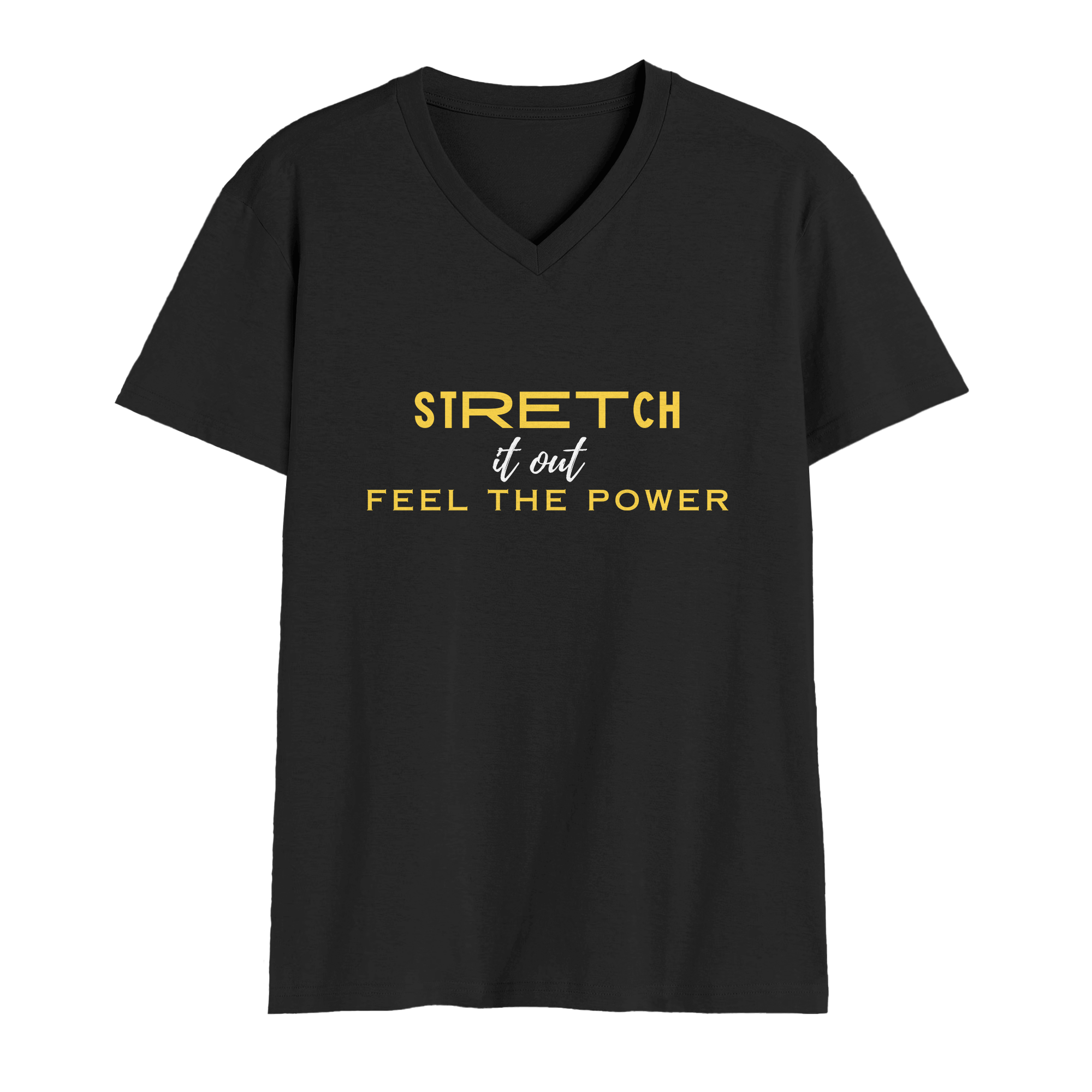 Printed V Neck T-Shirt Black