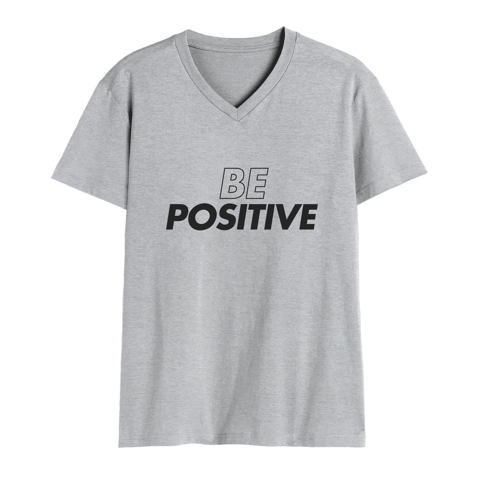 Printed V Neck T-Shirt Grey