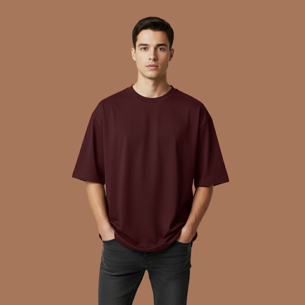 Male Oversized Classic T-Shirt Maroon
