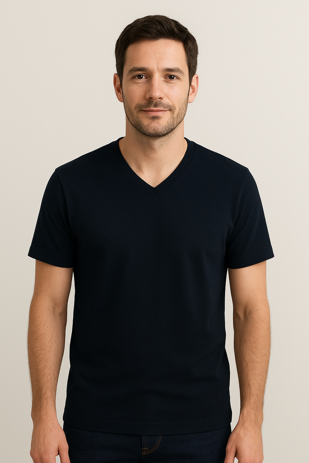 Navy Blue V Neck T-Shirt