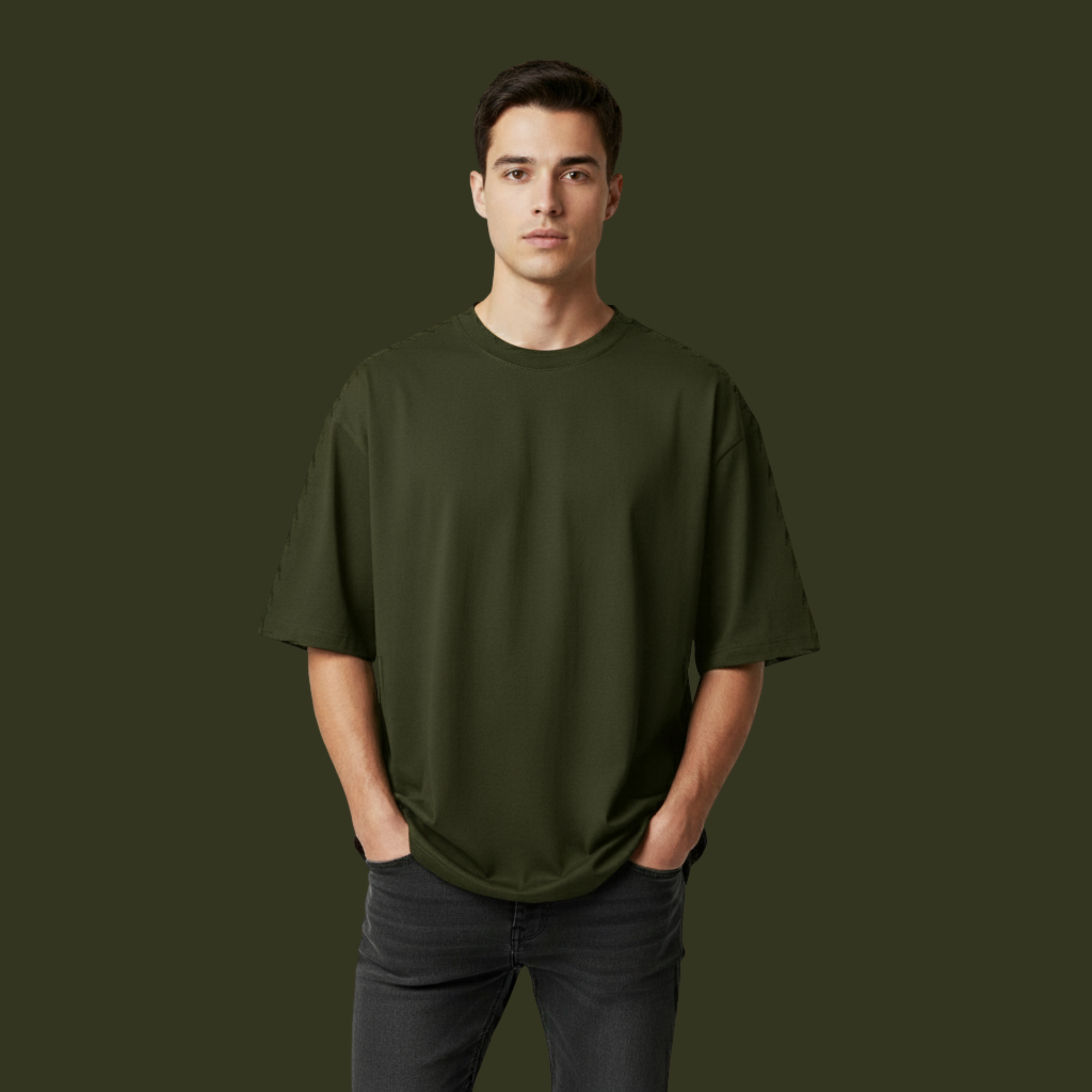 Male Oversized Classic T-Shirt OliveGreen