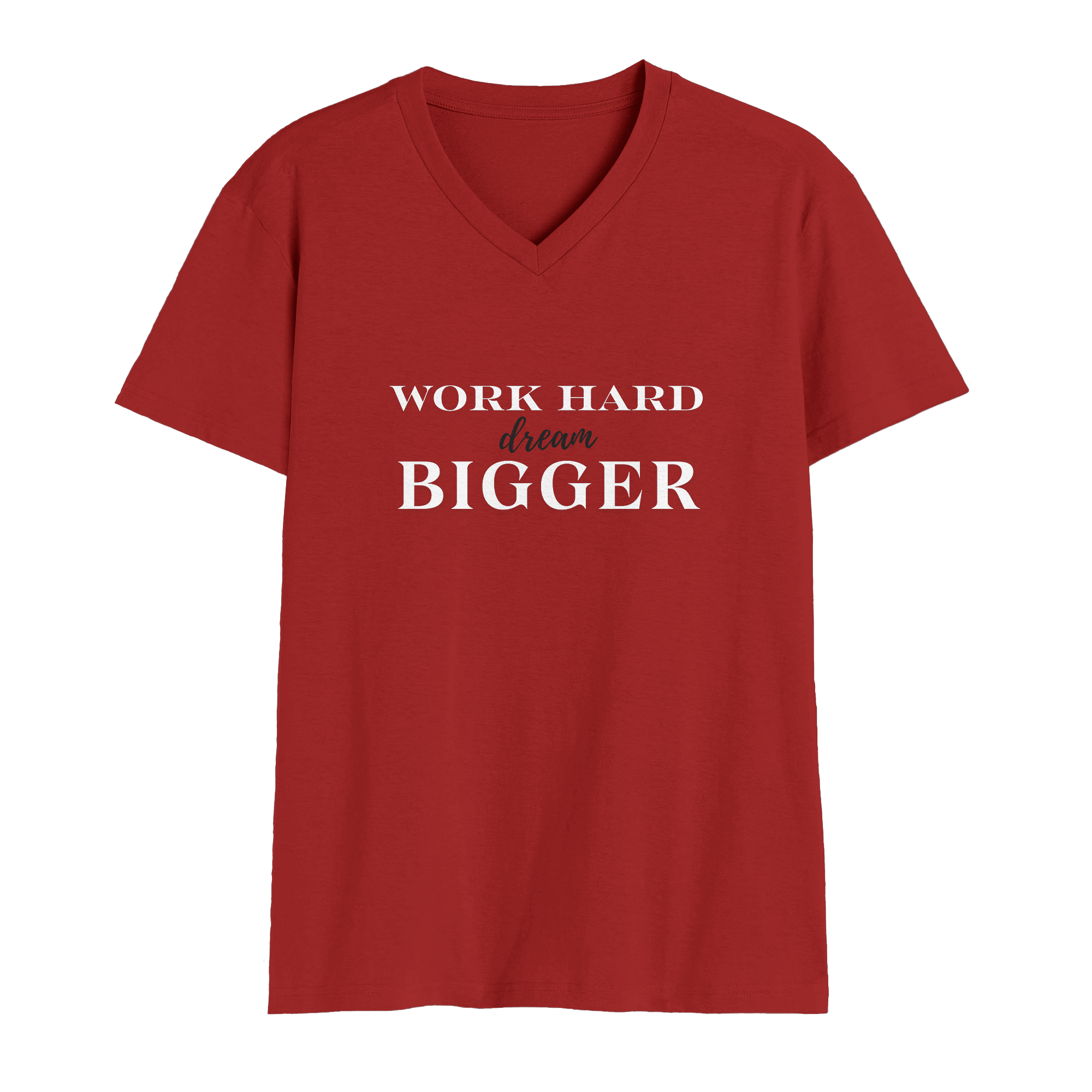 Printed V Neck T-Shirt Red